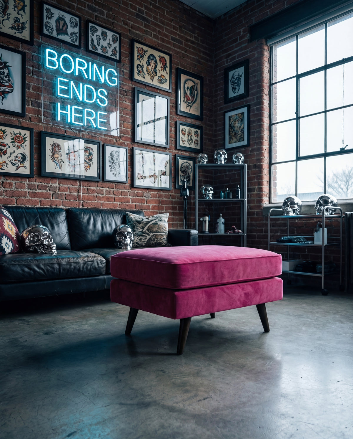 Monroe Large Ottoman Barbie Pink - View 1 | Vibe Sofas Australia