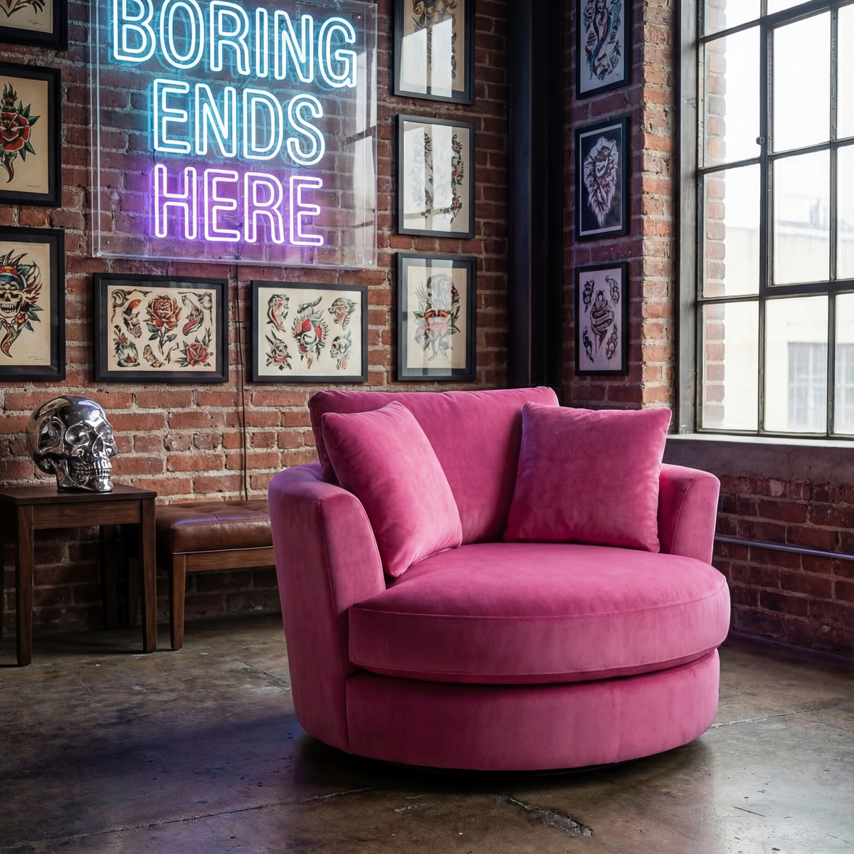 Cuddle Swivel Chair - Barbie Pink