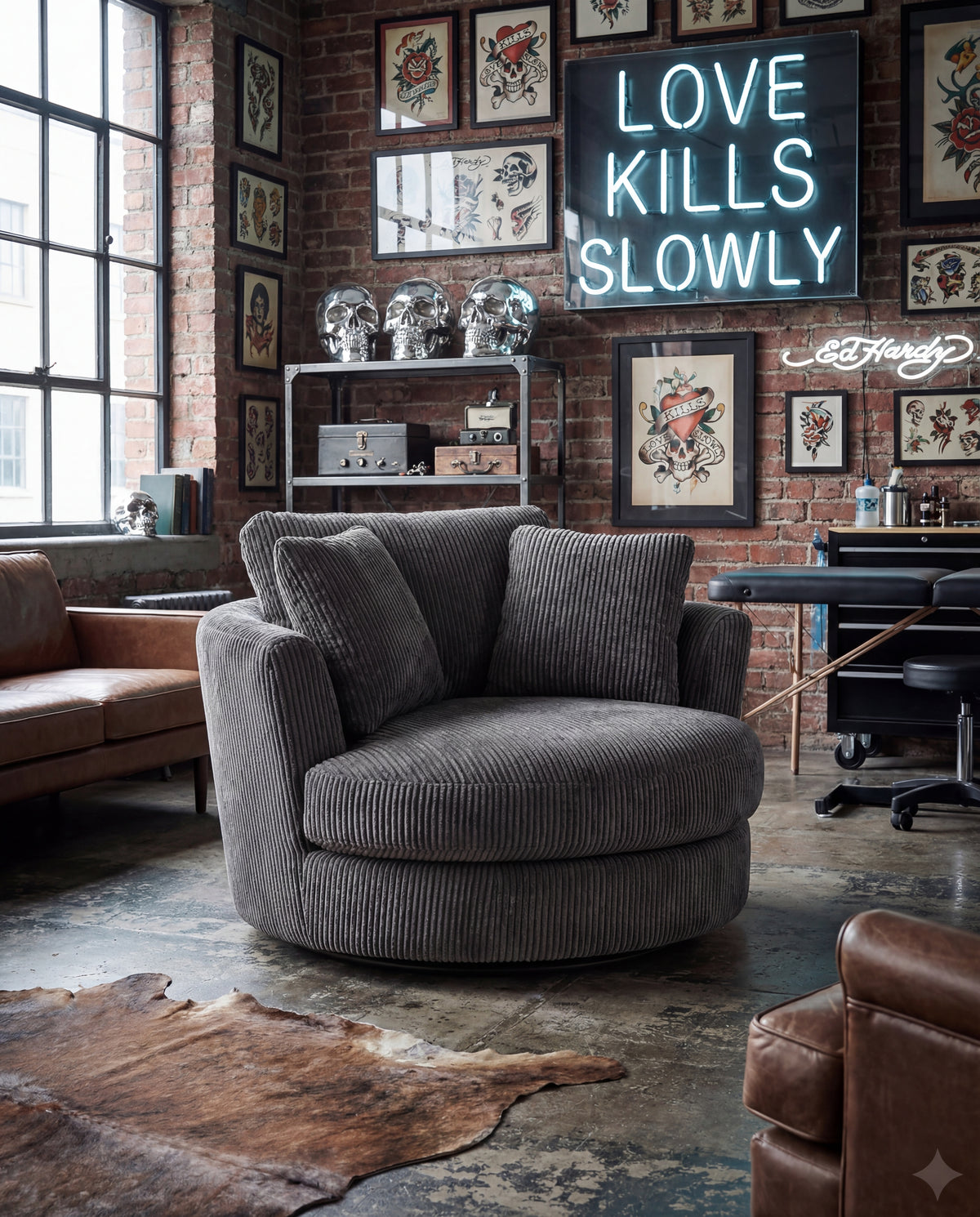 Cuddle Swivel Chair - Grey - View 11 | Vibe Sofas Australia