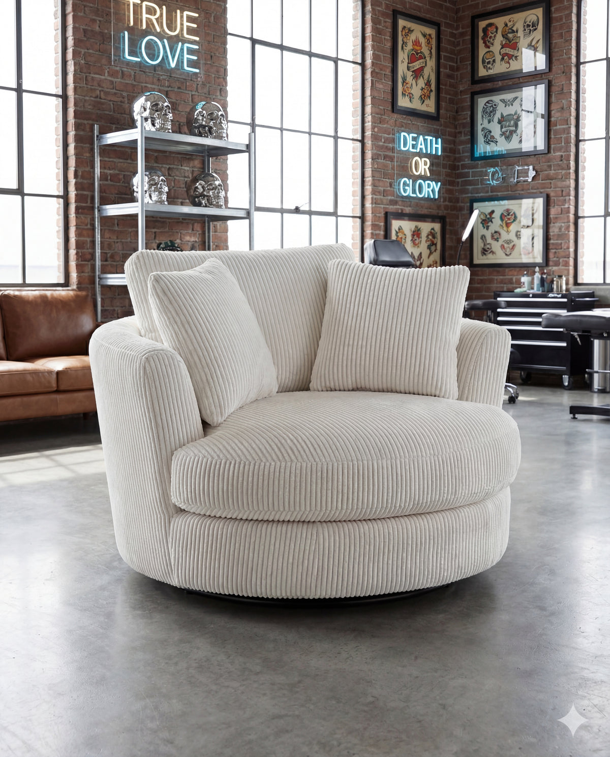 Cuddle Swivel Chair - White - View 8 | Vibe Sofas Australia