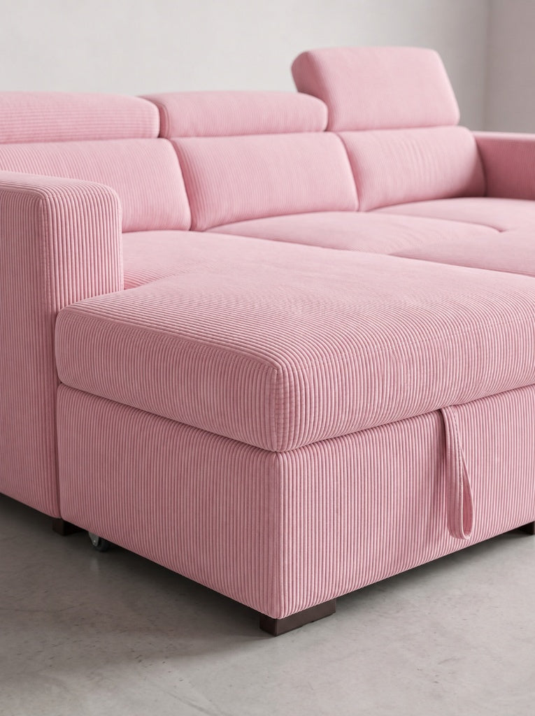 Baby Pink Corduroy Evo Sleeper Chaise Lounge
