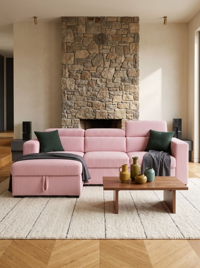Baby Pink Corduroy Evo Sleeper Chaise Lounge