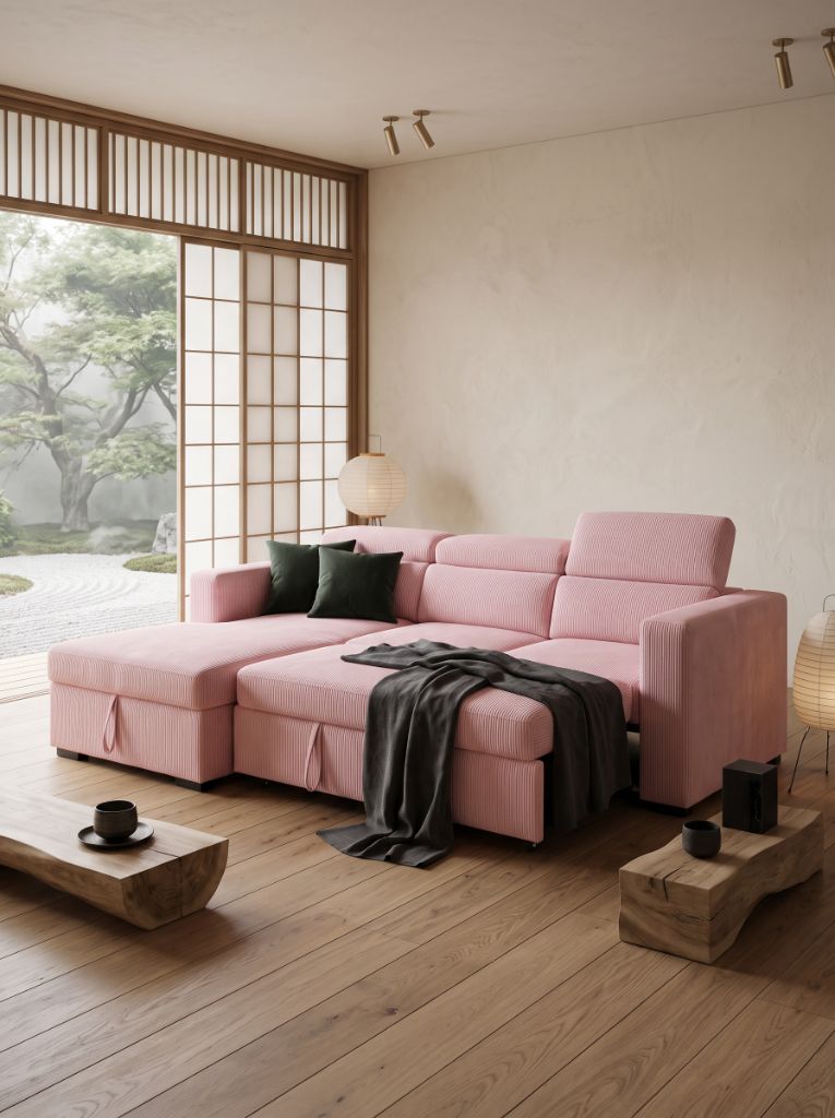 Baby Pink Corduroy Evo Sleeper Chaise Lounge