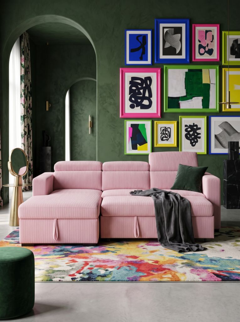 Baby Pink Corduroy Evo Sleeper Chaise Lounge