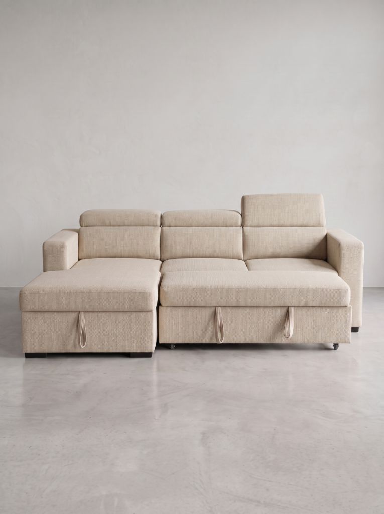 Beige Fabric Evo Sleeper Chaise Lounge