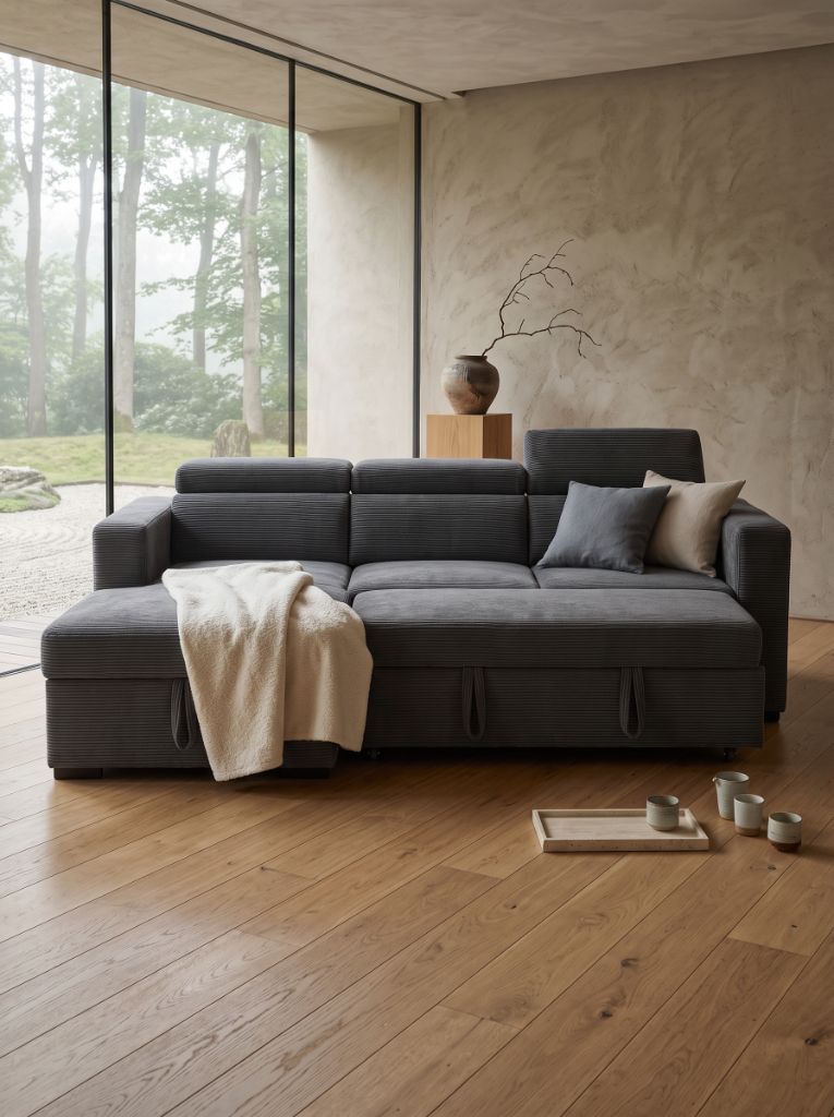 Charcoal Corduroy Evo Sleeper Chaise Lounge