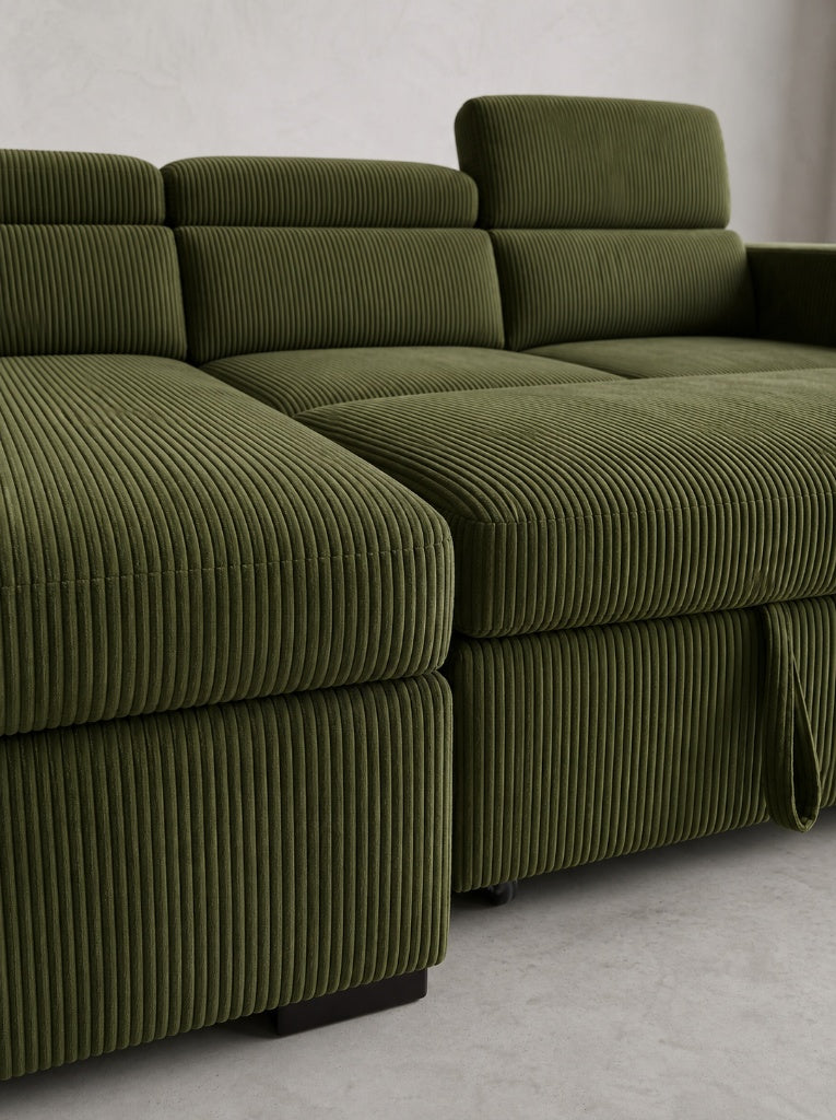 Olive Green Corduroy Evo Sleeper Chaise Lounge