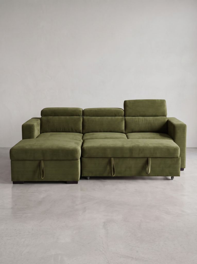 Olive Green Corduroy Evo Sleeper Chaise Lounge