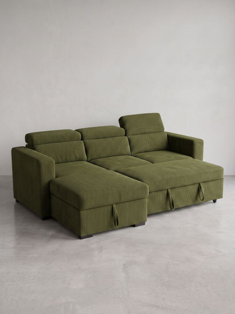 Olive Green Corduroy Evo Sleeper Chaise Lounge