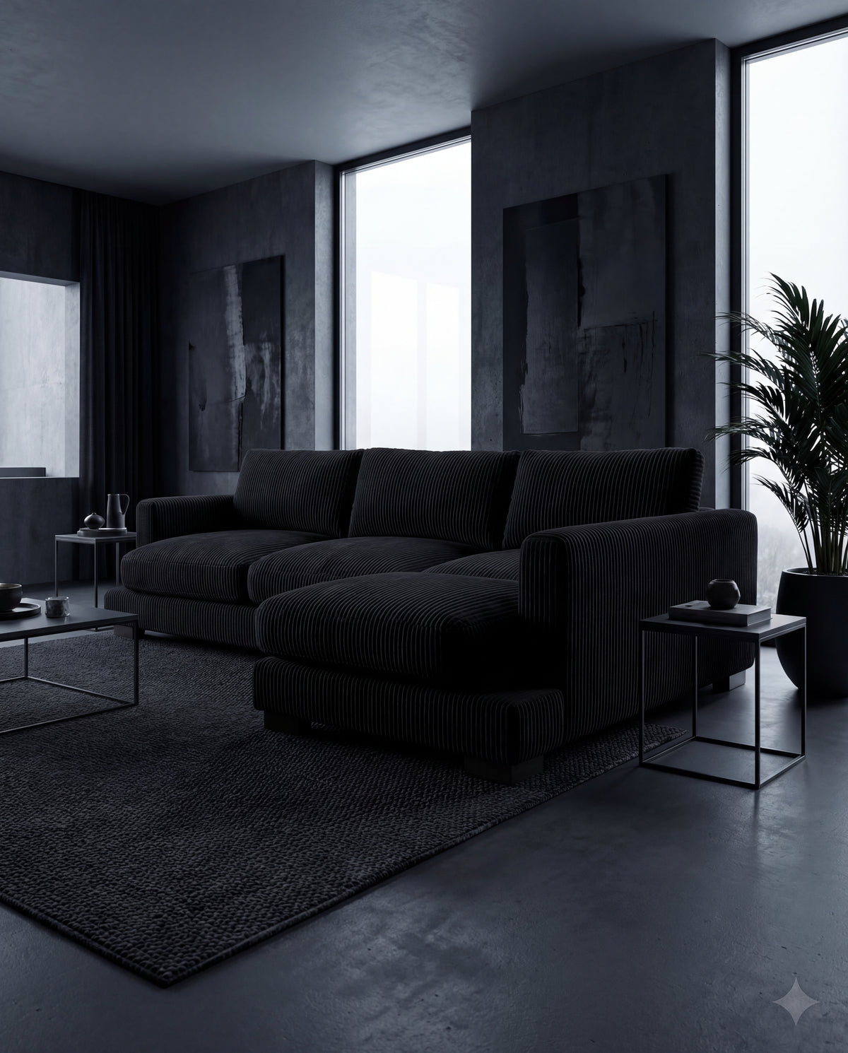 Bagira Black Corduroy Cloud Chaise Lounge
