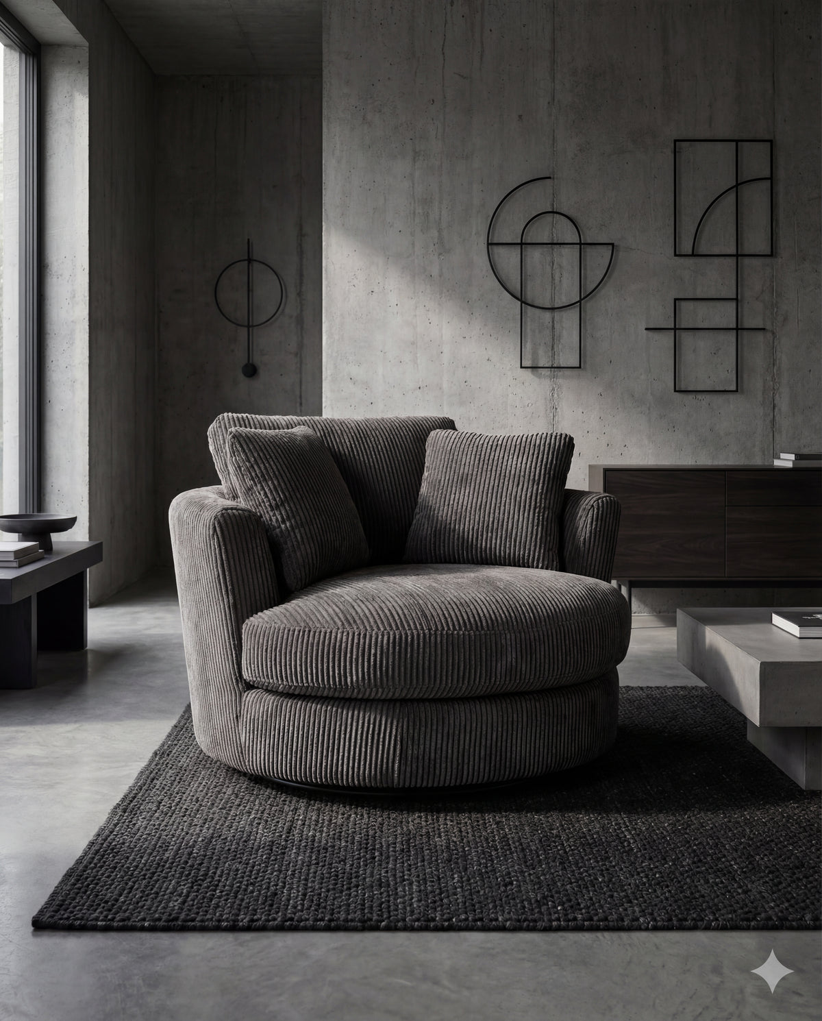 Cuddle Swivel Chair - Grey - View 8 | Vibe Sofas Australia