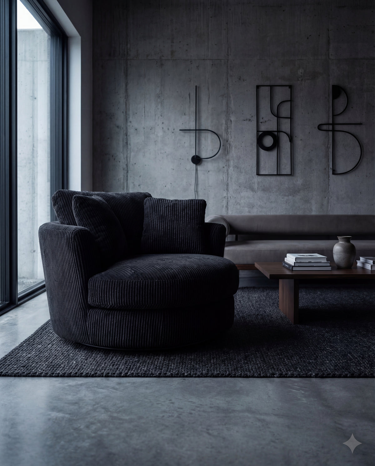 Cuddle Swivel Chair - Black - View 10 | Vibe Sofas Australia
