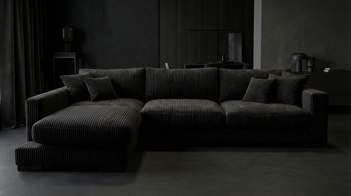 Bagira Black Corduroy Cloud Chaise Lounge