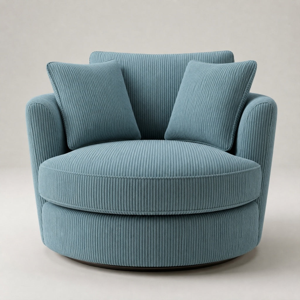 Cuddle Swivel Chair - Dusty Blue Corduroy