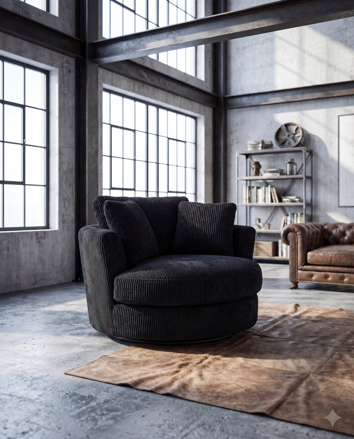 Cuddle Swivel Chair - Black - View 15 | Vibe Sofas Australia