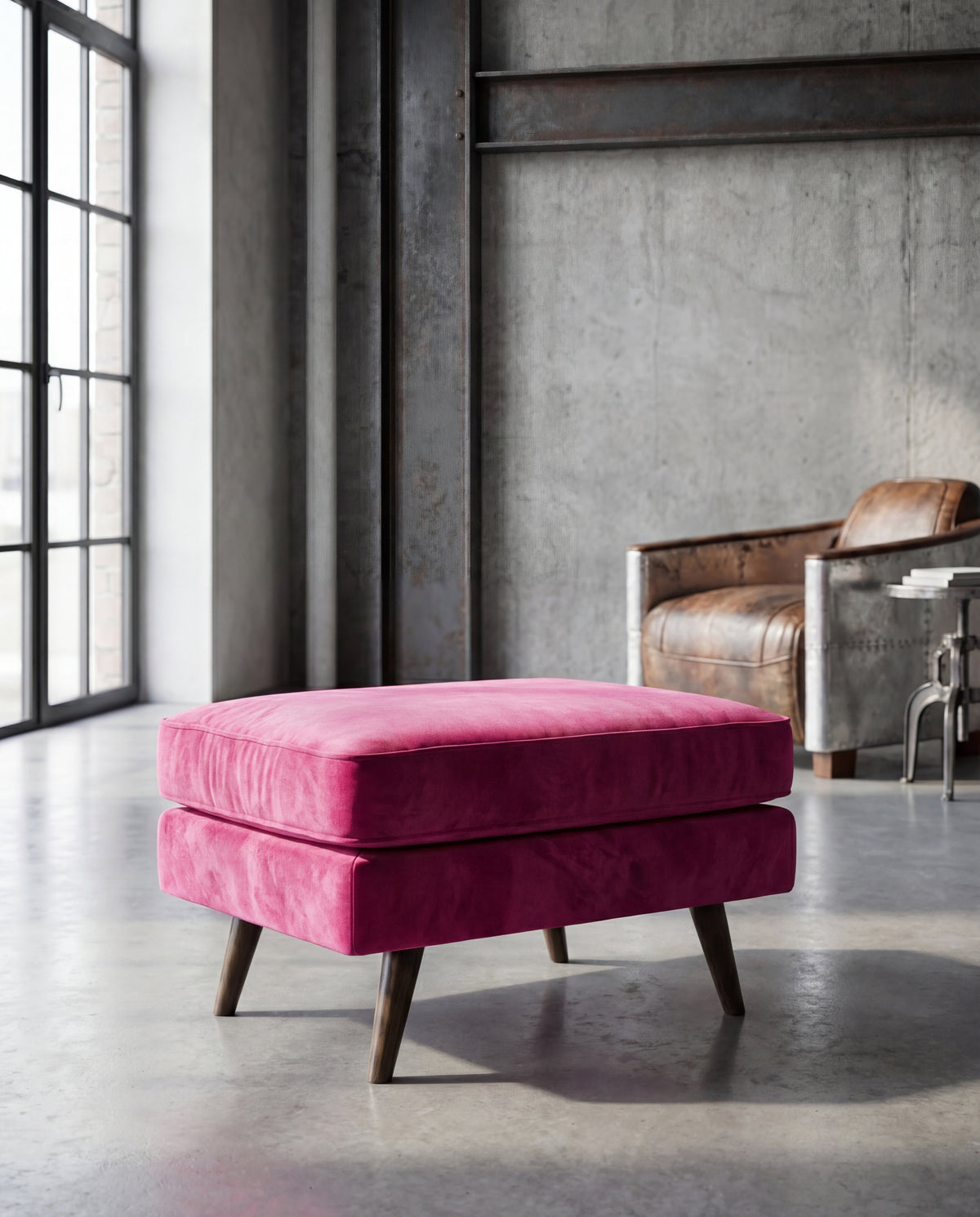 Monroe Large Ottoman Barbie Pink - Fabric Detail | Vibe Sofas