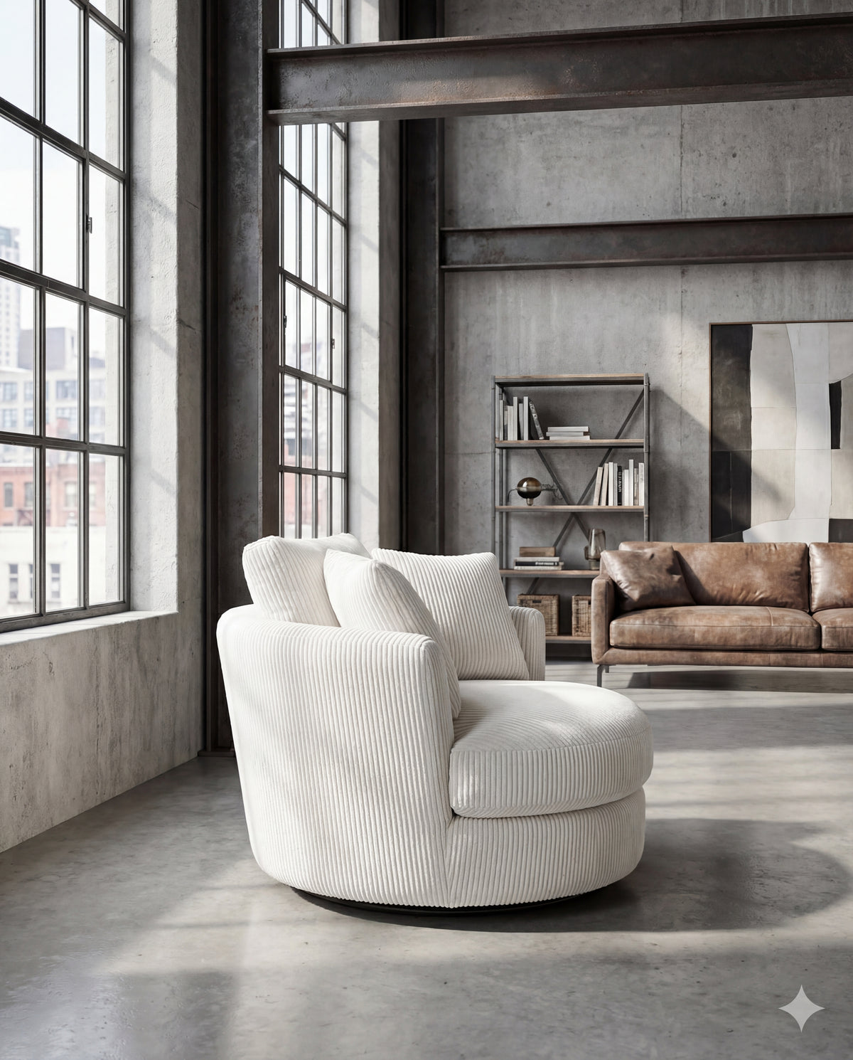 Cuddle Swivel Chair - White - View 2 | Vibe Sofas Australia