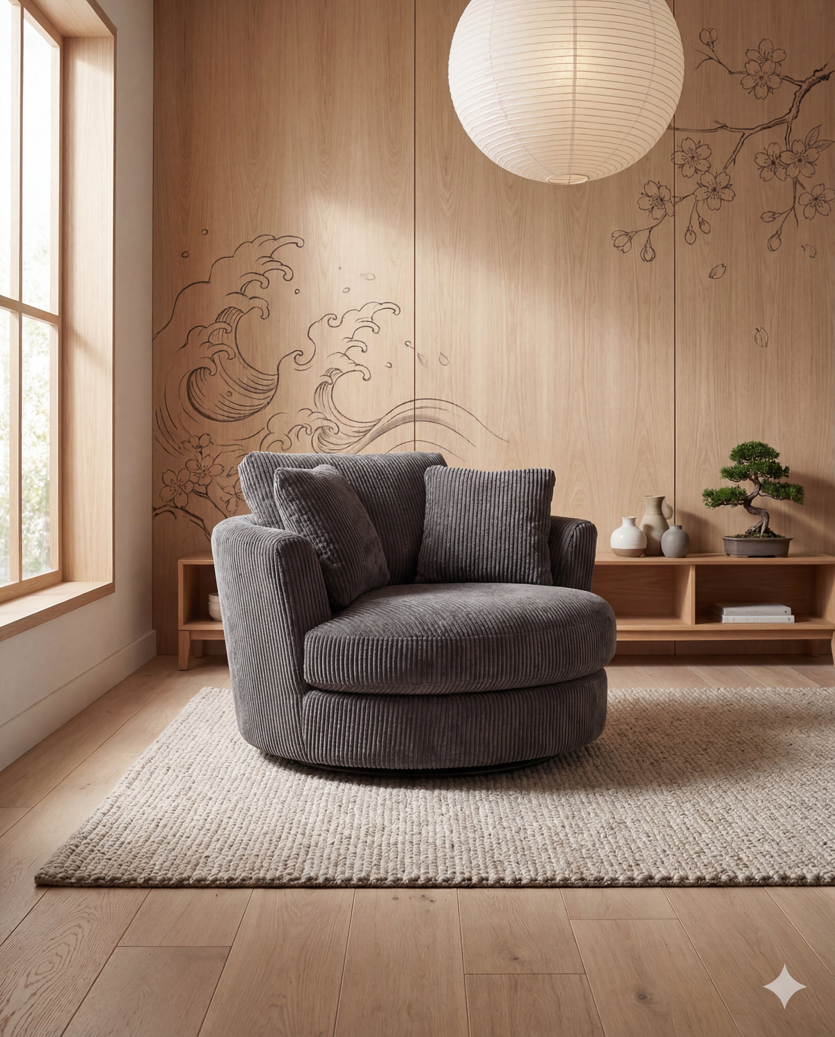 Cuddle Swivel Chair - Grey - View 15 | Vibe Sofas Australia