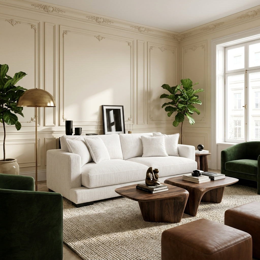 Cloud Sofa White Corduroy — Detail View 1 | Corduroy | Vibe Sofas Australia