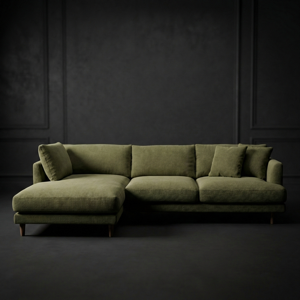 Meadow Chaise Lounge - Olive Green Fabric