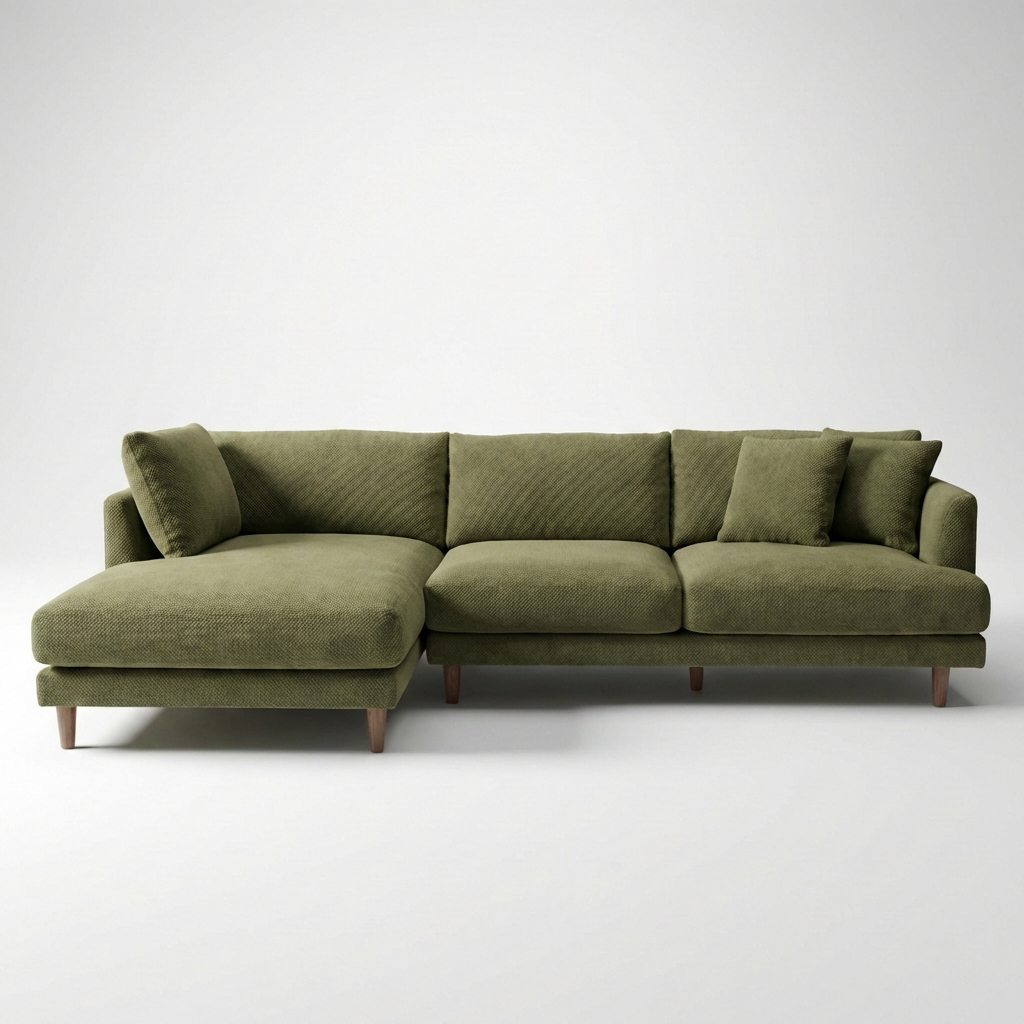 Meadow Chaise Lounge - Olive Green Fabric
