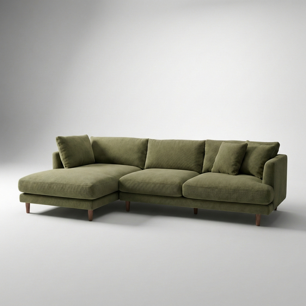 Meadow Chaise Lounge - Olive Green Fabric