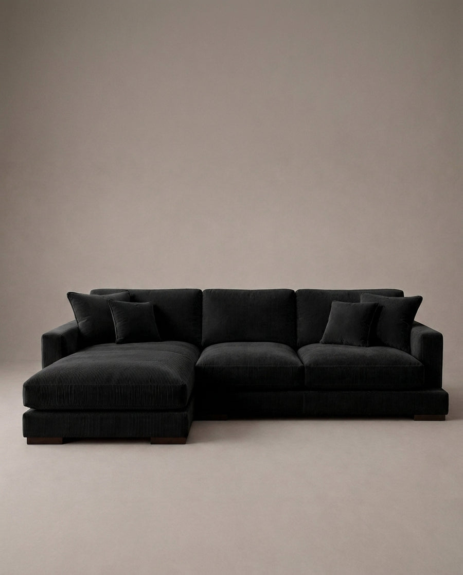 City Chaise Lounge - Bagira Black Corduroy