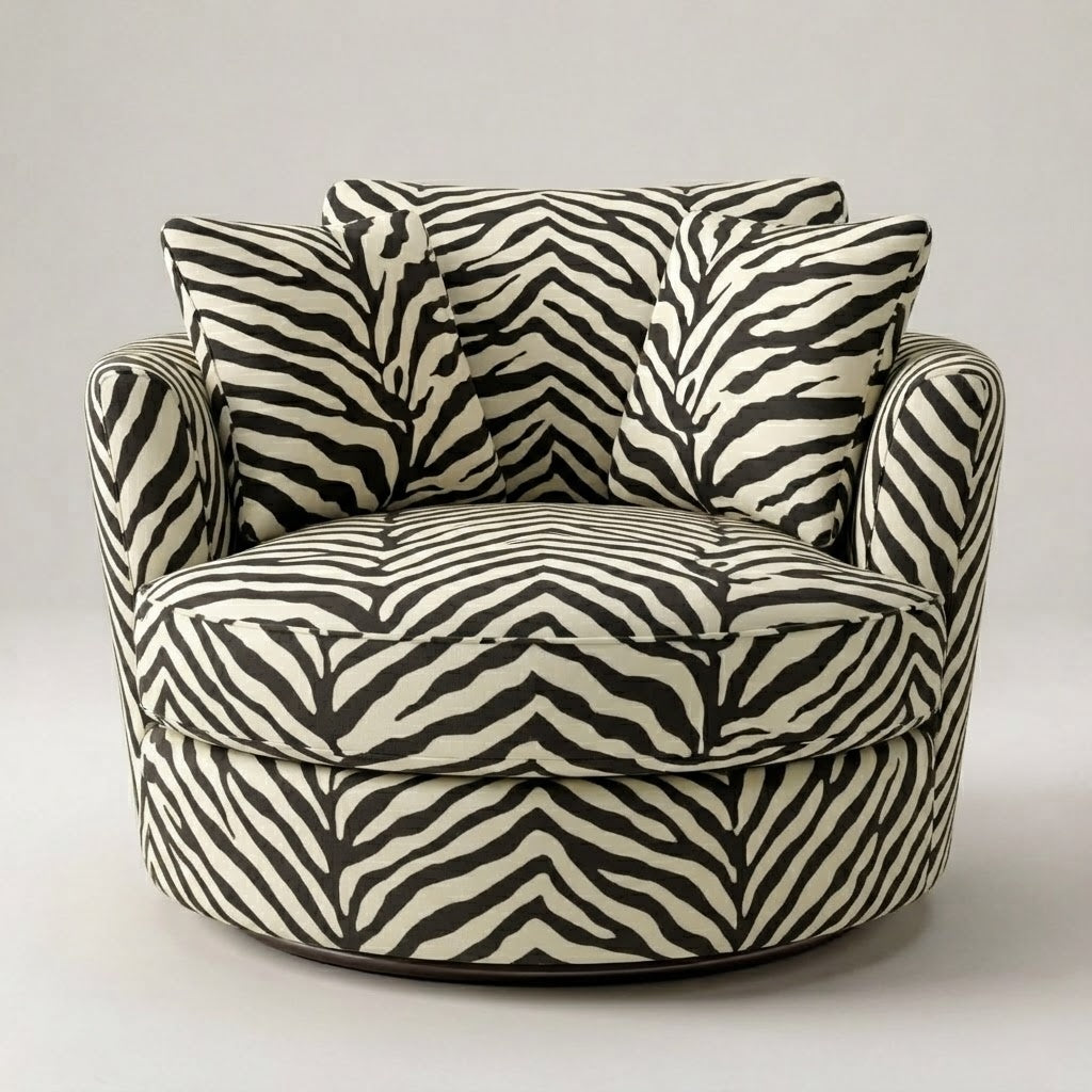 Cuddle Swivel Chair - Zebra Print