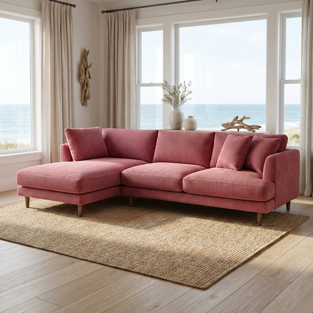 Meadow Chaise Lounge - Rose Pink Corduroy