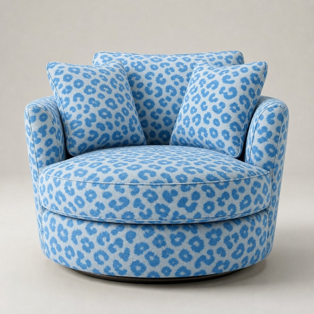 Cuddle Swivel Chair - Blue Leopard