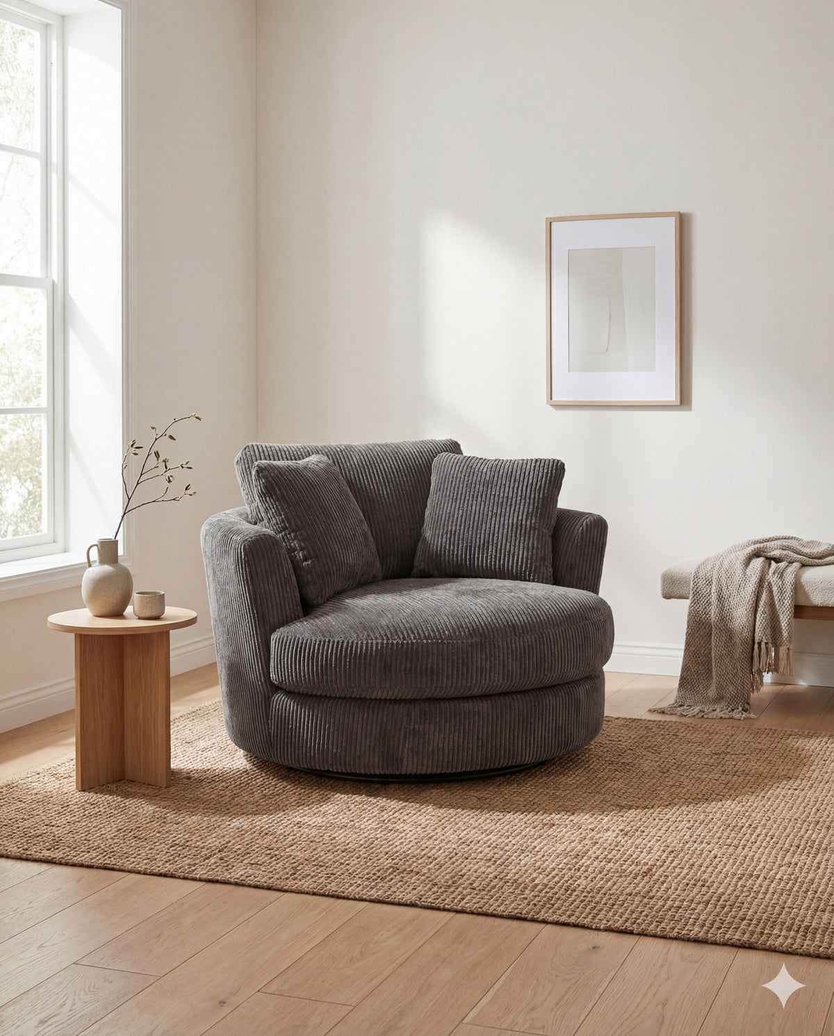 Cuddle Swivel Chair - Grey - View 13 | Vibe Sofas Australia