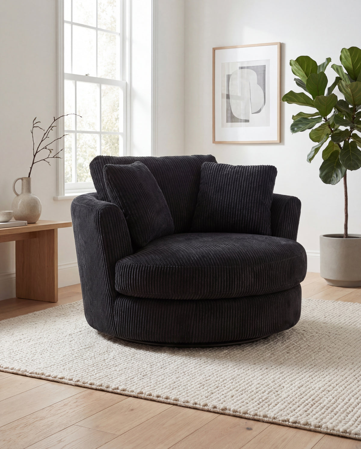 Cuddle Swivel Chair - Black - View 17 | Vibe Sofas Australia