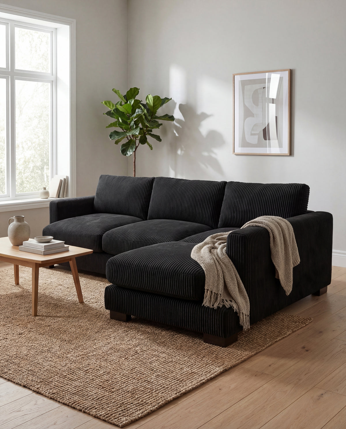 Bagira Black Corduroy Cloud Chaise Lounge