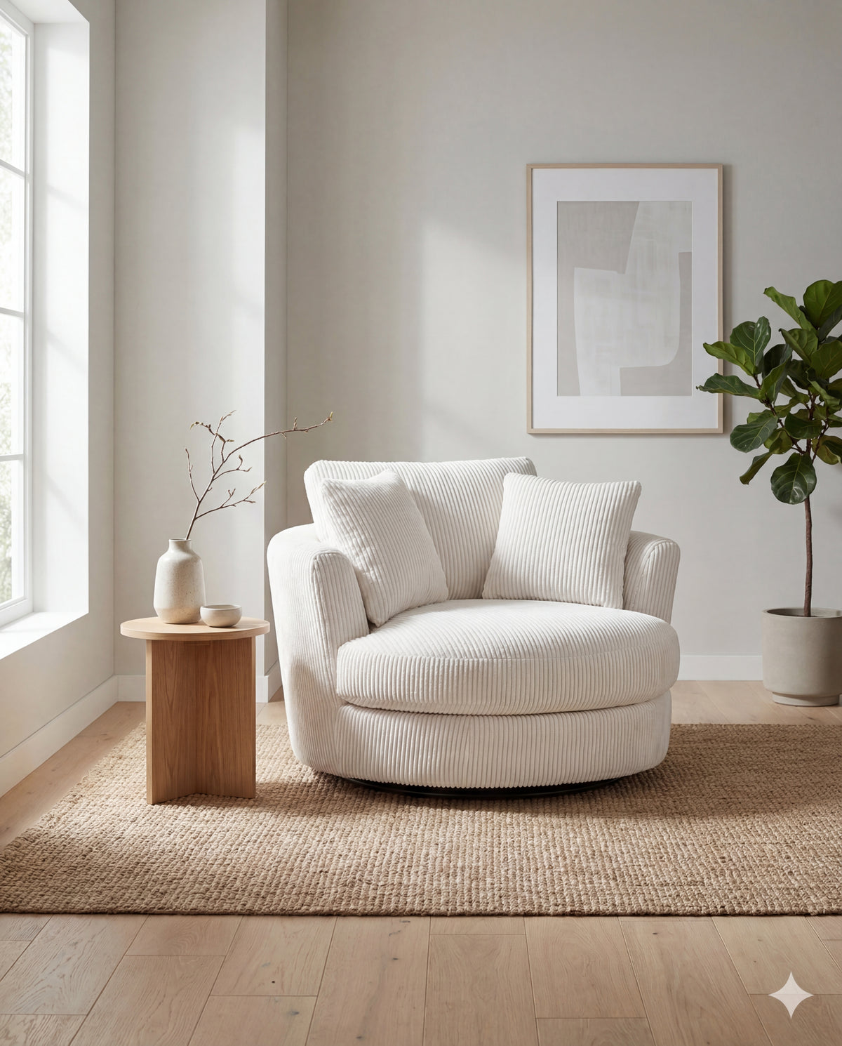 Cuddle Swivel Chair - White - View 6 | Vibe Sofas Australia