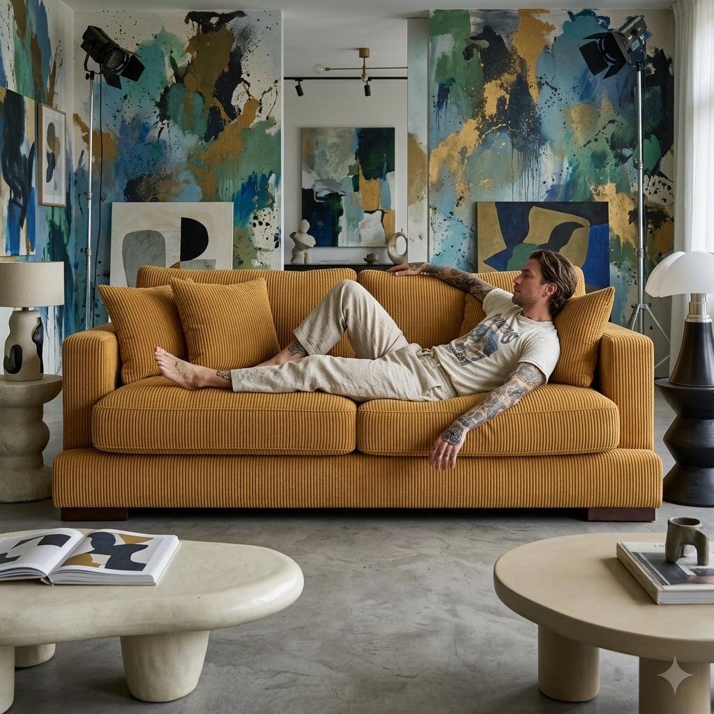 Cloud 2 Seater Mustard Corduroy