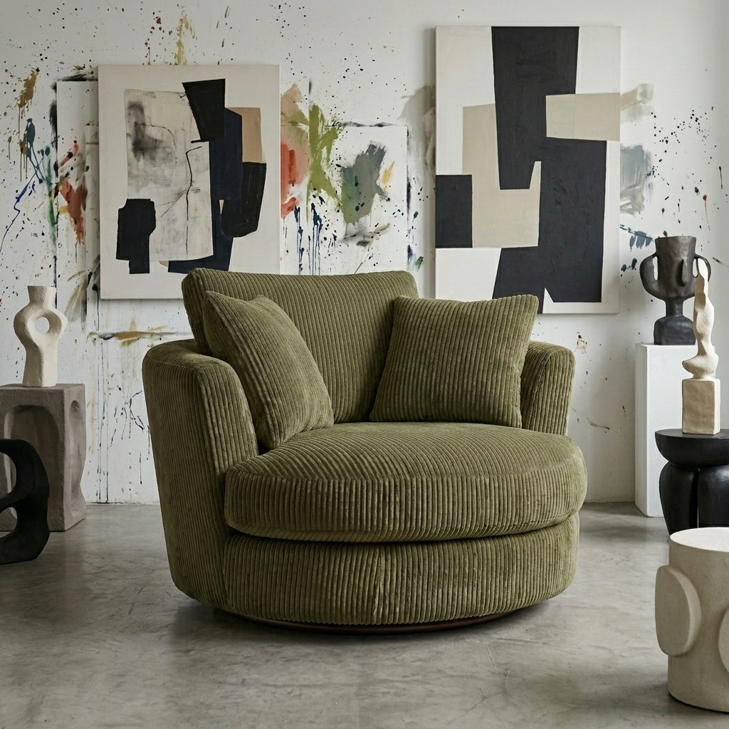 Cuddle Swivel Chair - Olive Green