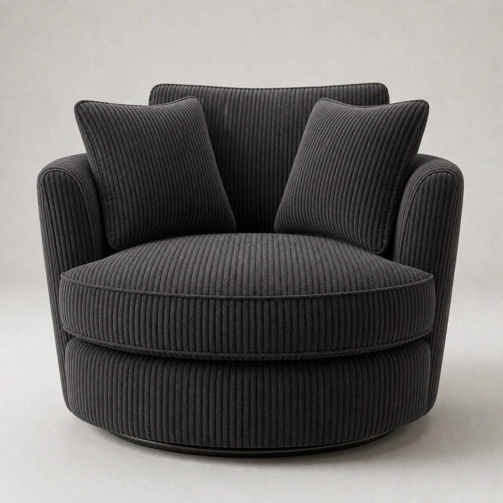 Cuddle Swivel Chair - Charcoal Corduroy