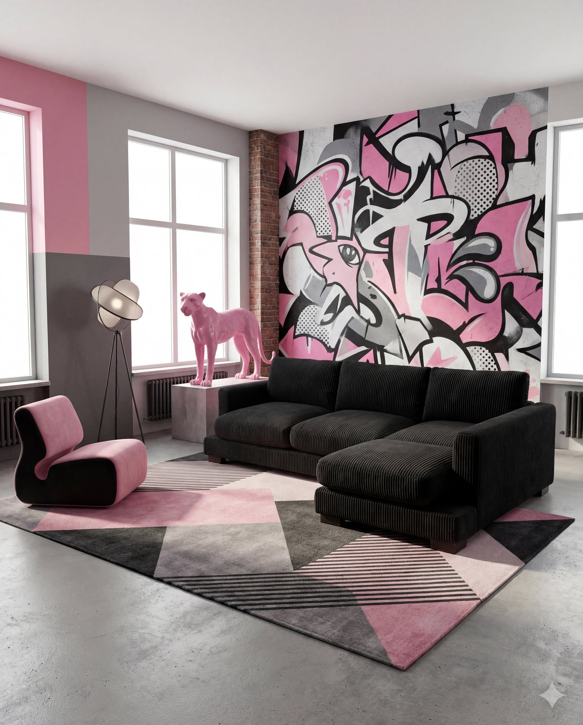 Bagira Black Corduroy Cloud Chaise Lounge