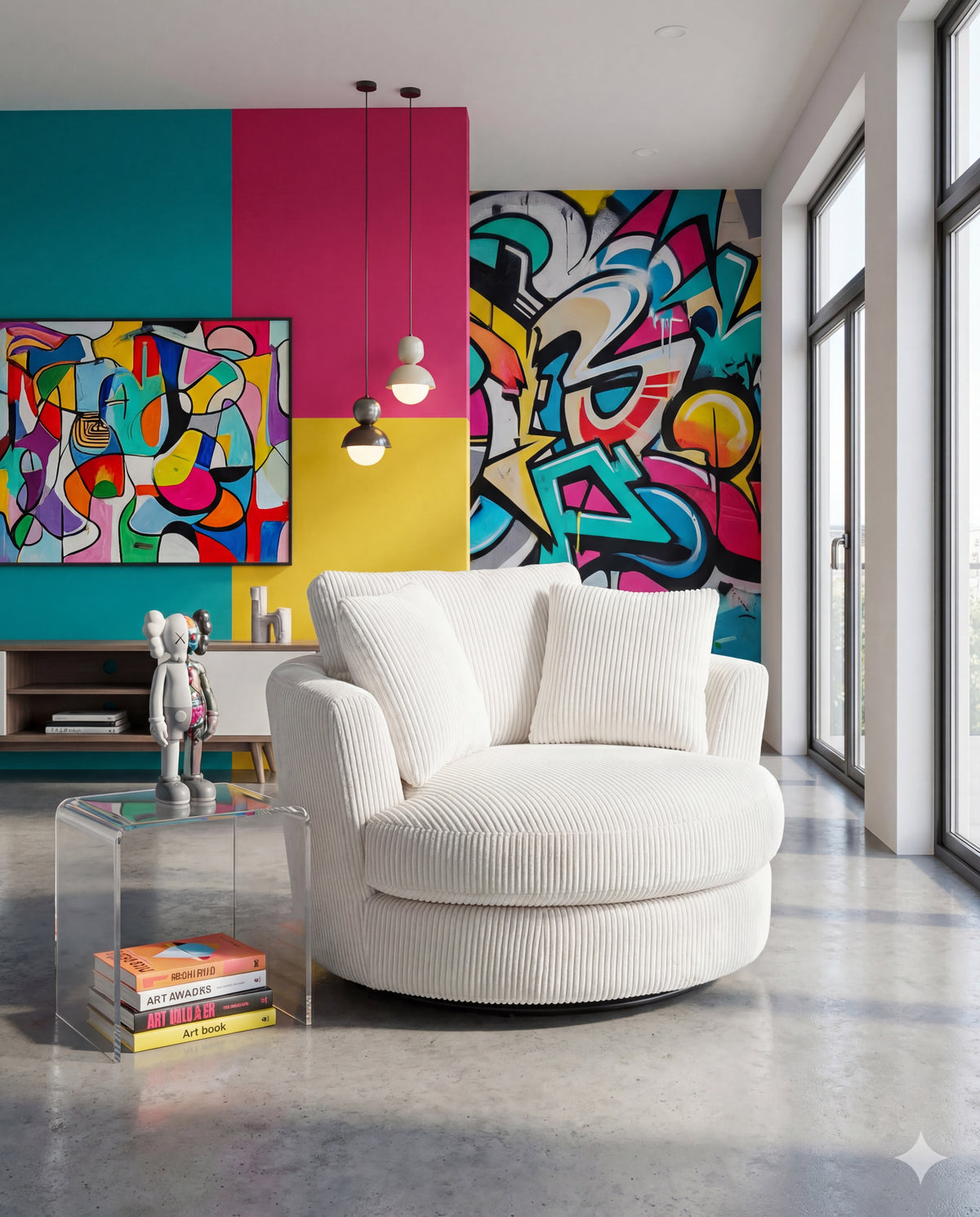 Cuddle Swivel Chair - White - View 7 | Vibe Sofas Australia