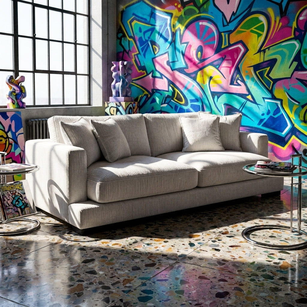 Cloud Sofa White Corduroy — Lifestyle