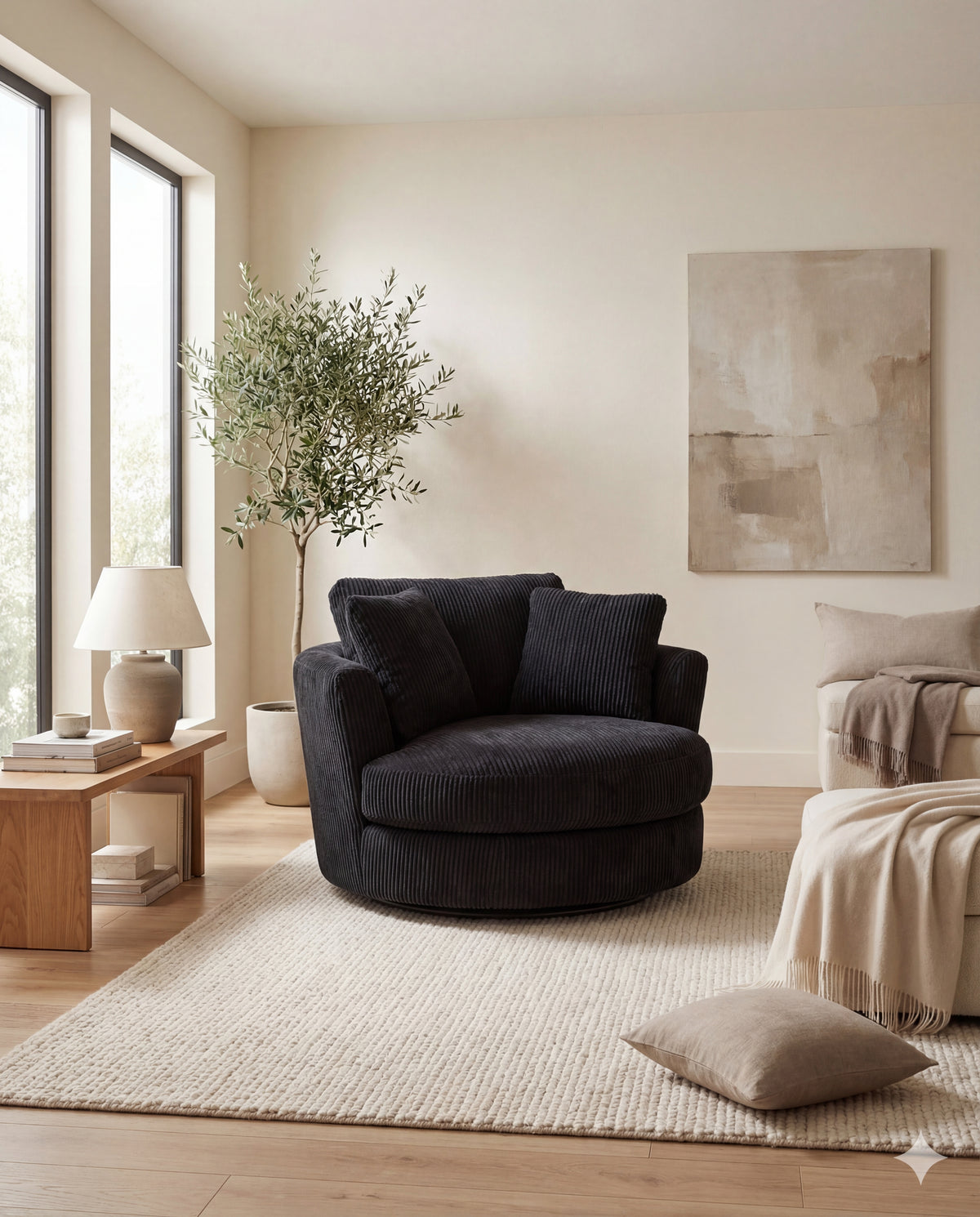 Cuddle Swivel Chair - Black - View 16 | Vibe Sofas Australia