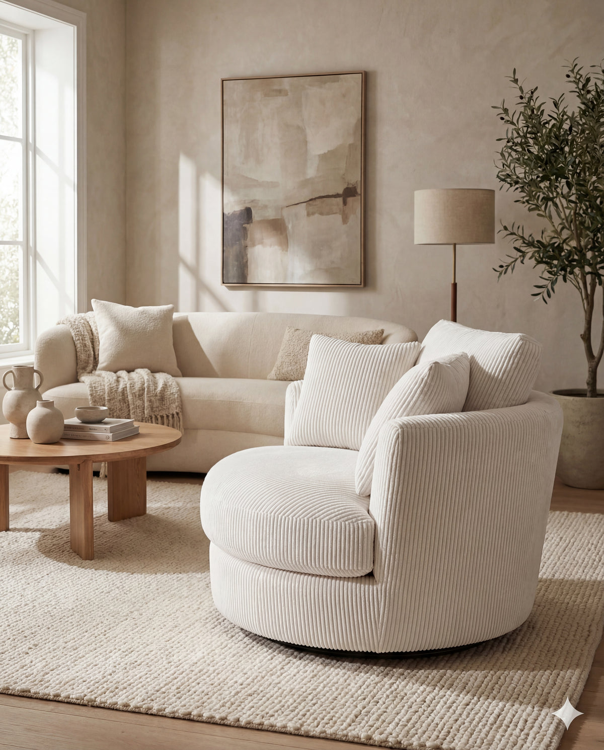 Cuddle Swivel Chair - White — Lifestyle