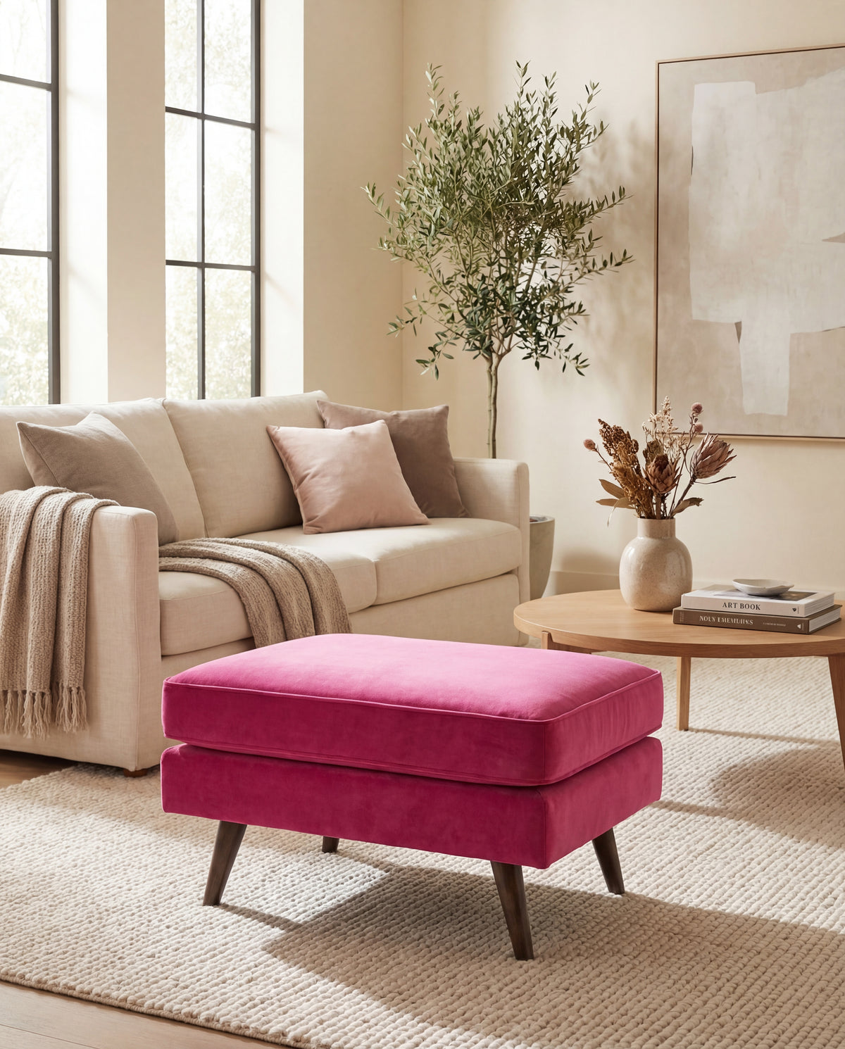 Monroe Large Ottoman Barbie Pink
