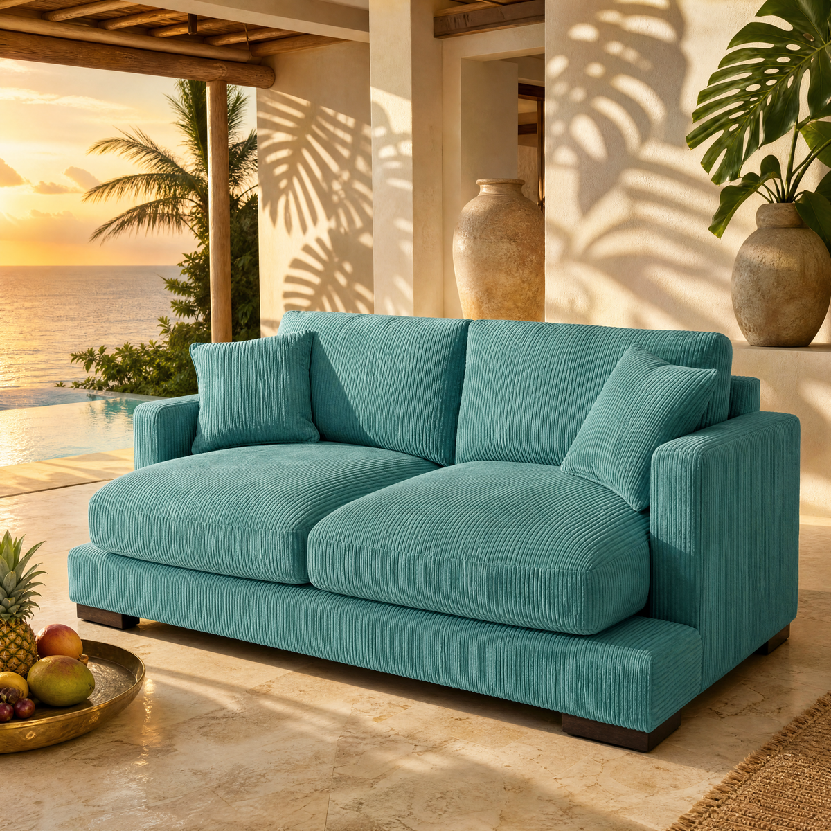 Cloud 2 Seater Aqua Corduroy — Lifestyle