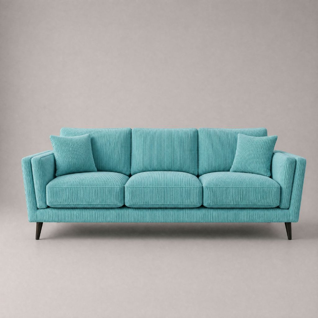 Monroe Sofa Aqua Corduroy - Front View