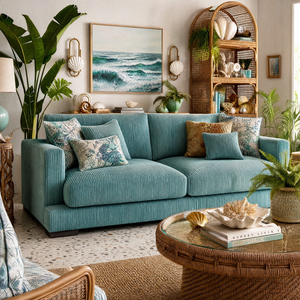 Cloud Sofa Aqua Corduroy - Lifestyle