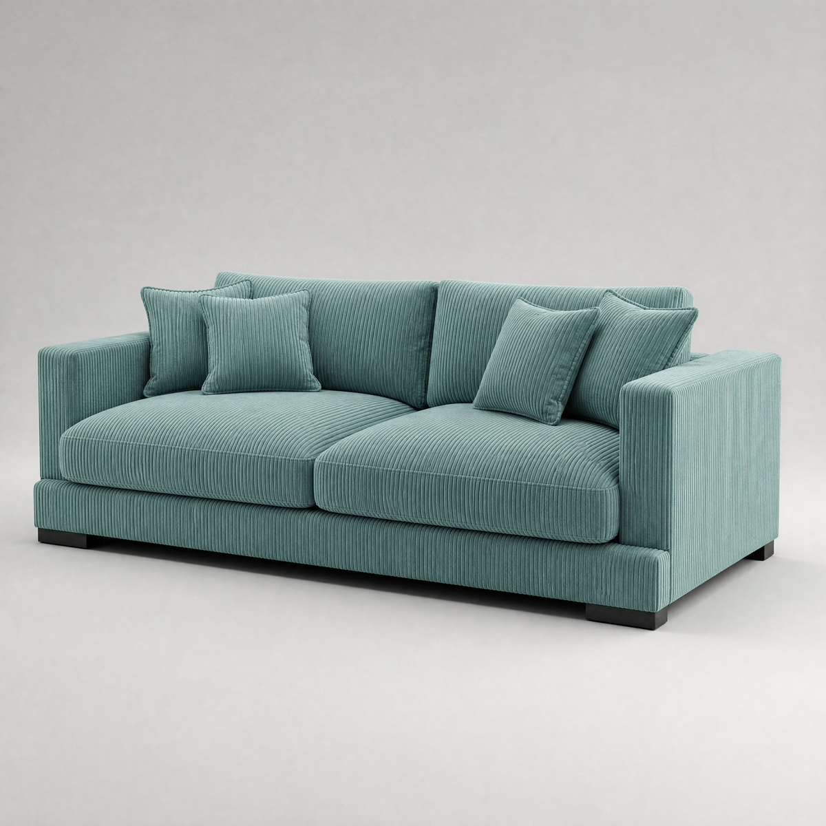 Cloud Sofa Aqua Corduroy - 3/4 Side Angle View