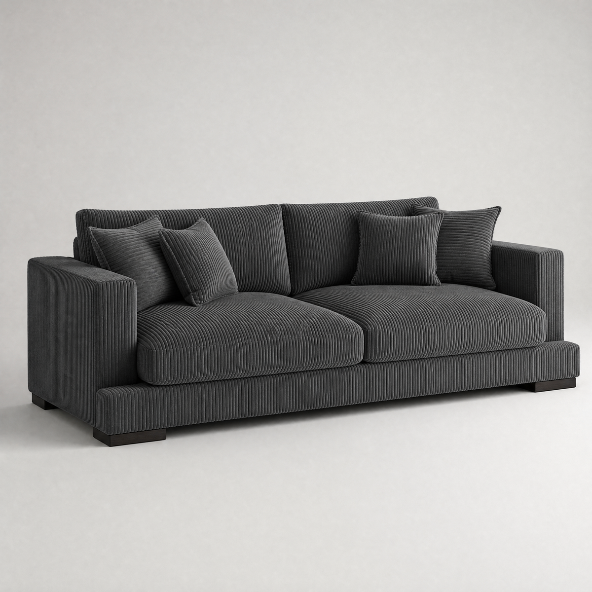 Cloud Sofa Asphalt Corduroy - 3/4 Side Angle View