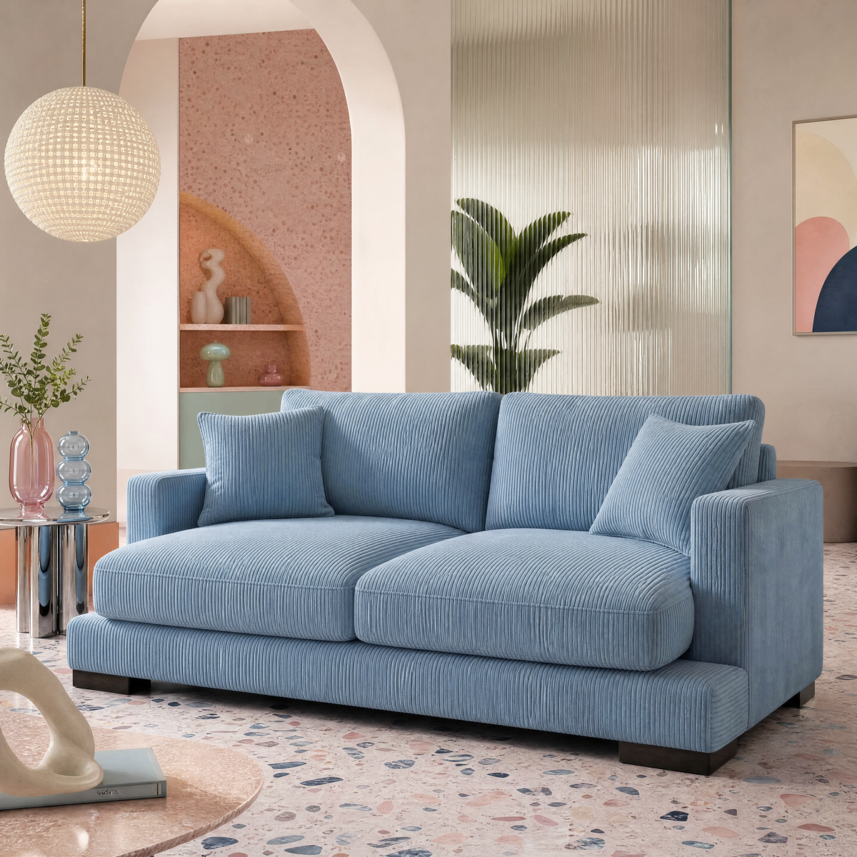 Cloud 2 Seater Baby Blue Corduroy — Lifestyle
