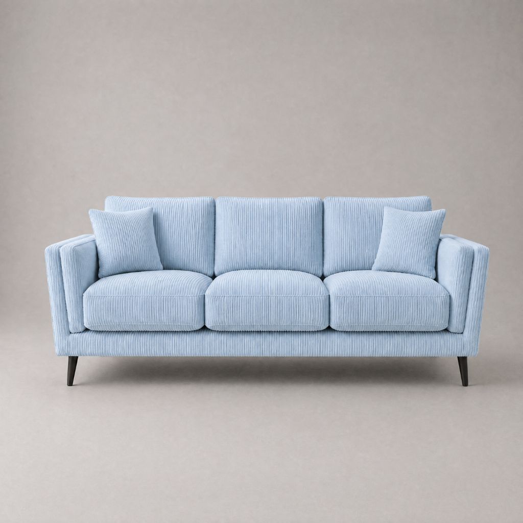 Monroe Sofa Baby Blue Corduroy - Front View